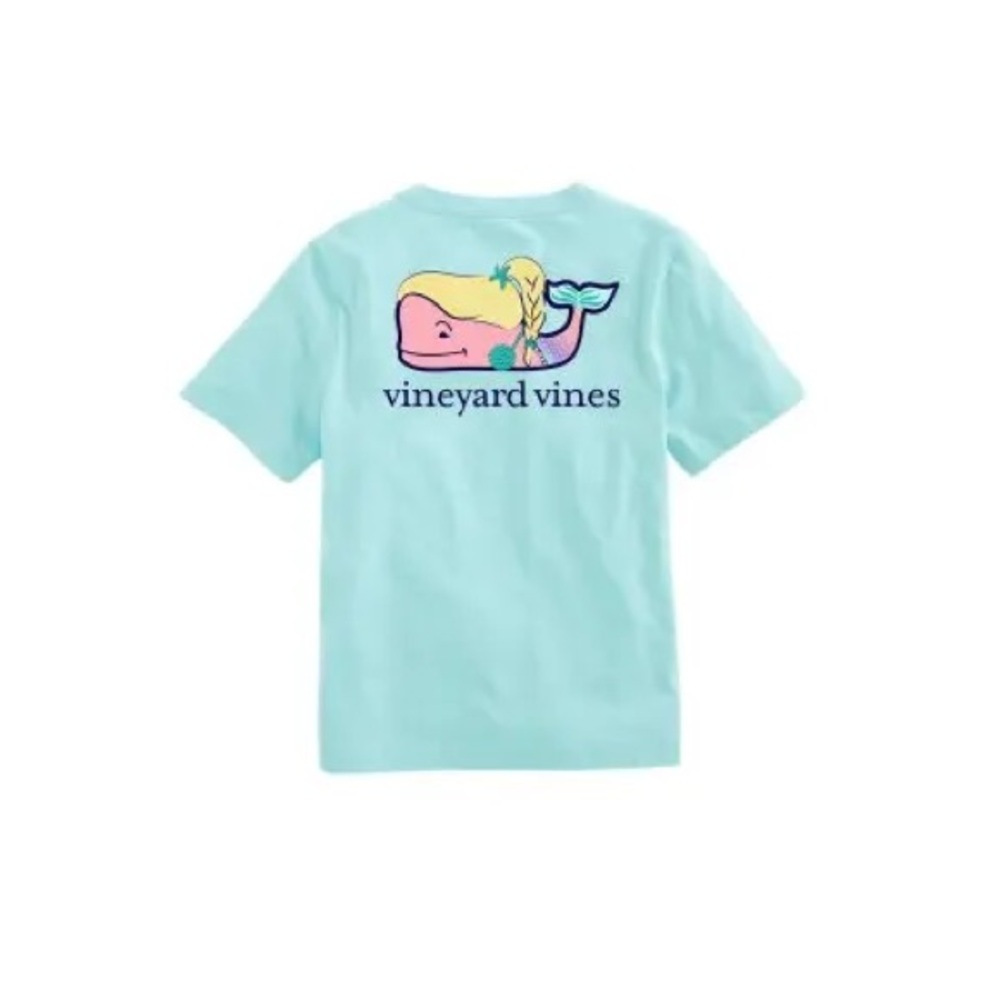 Vineyard Vines Kids Light Aqua Tee with Pastel Whale Graphic